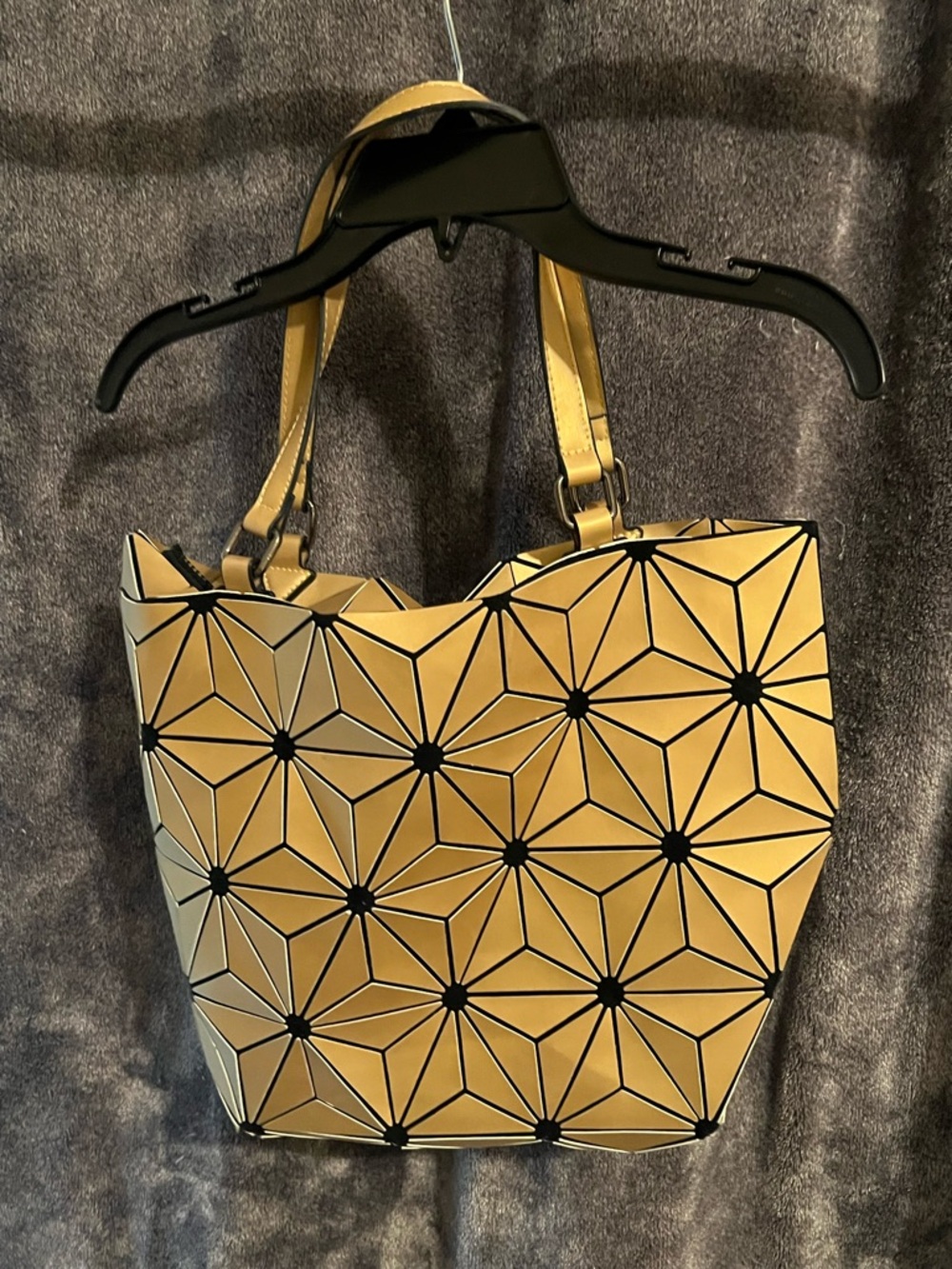 Geometric Panel Tote Bag in Gold and black